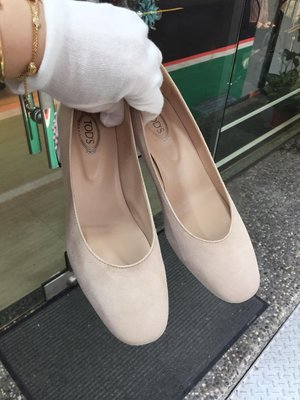 典精品名店 Tod's 真品 淡粉紫 豆豆鞋 高跟鞋 尺寸 36.5 現貨