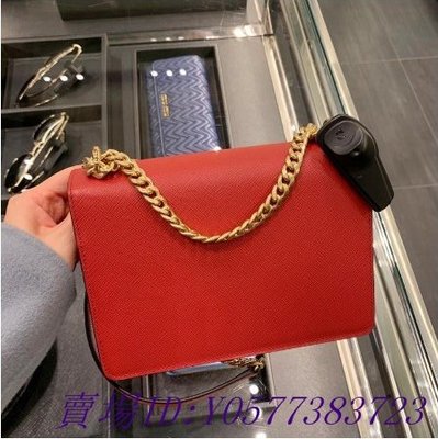 喜番二手正品】普拉達（Prada）1BD200 Saffiano信封式翻蓋鏈條包/紅色超讚| Yahoo奇摩拍賣