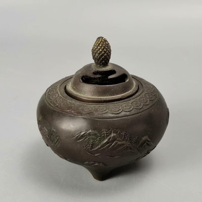 。芳親造日本銅香爐薰香爐。使用過，不帶箱，品相如圖