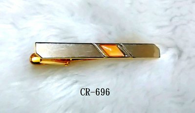 CR-696 鍍金色+K白雙色台鑲紫文蛤領帶夾(6MMX50MM)