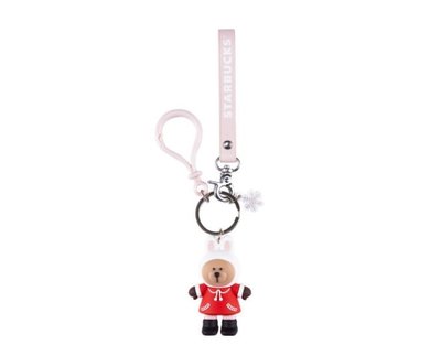 出清便宜賣🇰🇷2018韓國星巴克耶誕節鑰匙圈 Bearista鑰匙圈(粉紅版)星巴克熊 星巴克鑰匙圈