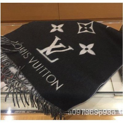 【日本二手】正貨 LV M71040 CASHMERE 黑灰雙面圍巾