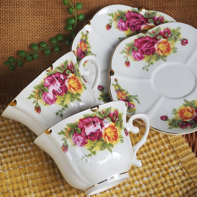 現貨/ 古典玫瑰花茶杯 下午茶杯 奶茶杯 新骨瓷 歐式咖啡杯 送禮 布置 禮盒 咖啡杯組 茶具 玫瑰花園 套組
