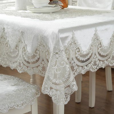 現貨熱銷-白色現代桌布布藝歐式餐桌布美式茶幾布ins風奢華家用小臺布桌墊