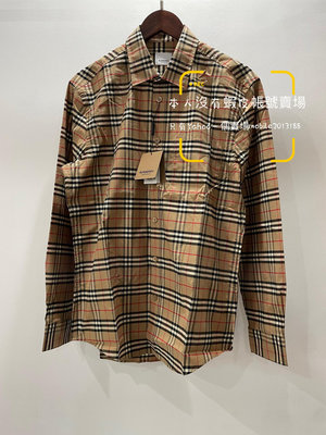 預購接單中 Sample sell 全新正品 BURBERRY 80209661 男款 男士格紋彈力棉質襯衫