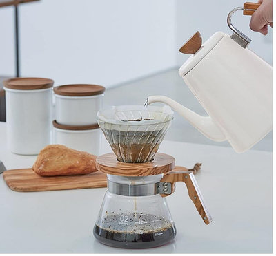 日本HARIO橄欖木玻璃濾杯橄欖木把耐熱玻璃分享壺咖啡壺滴濾杯.