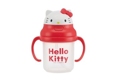 ❃小太陽的微笑❃日本進口 Hello Kitty 雙耳 彈跳 吸管杯 學習杯 練習杯