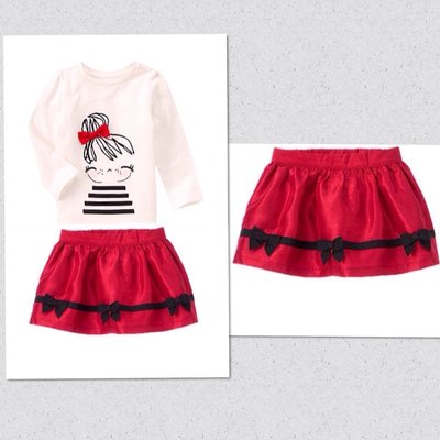 美國GYMBOREE正品 新款 Bow Trim Skirt 紅色蝴蝶結澎澎短裙2T.....售200元
