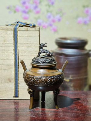 日本中古舶來品：日本銅香爐，幸雲作