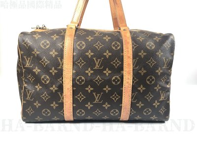 【哈極品】二手品 《Louis Vuitton LV 老花vintage字紋皮革 35公分手提波士頓包/旅行袋/手提包》