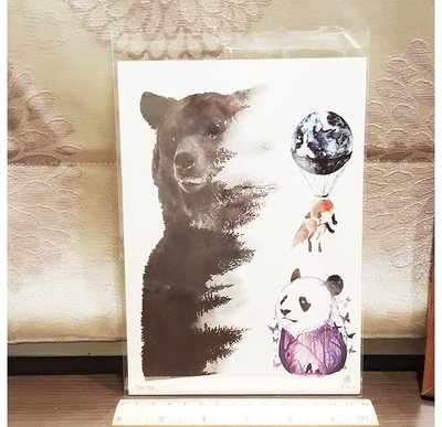 【萌古屋】棕熊與熊貓 - 男女防水紋身貼紙刺青貼紙TH-152