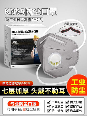 KN95口罩k n95頭戴式呼吸閥電焊工防塵防工業粉塵打磨活性炭鼻罩