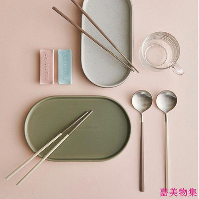 韓國直送 高級不銹鋼 筷子湯匙餐具 4種顏色 簡約設計