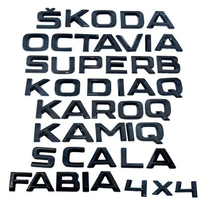 Skoda黑化字母車標 Kamiq Scala Fabia Kodiaq4x4 Superb Karoq Octavia-汽車配件現貨下殺5114
