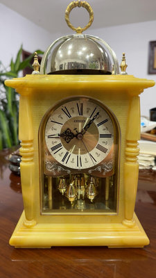 自收藏-日本產西鐵城收藏級古董臺鐘鬧鐘 高約32公分 寬約1