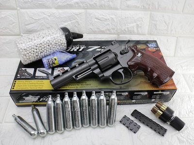 [01] WG 4吋 左輪 手槍 CO2直壓槍 + 12g CO2小鋼瓶 + 0.25g BB彈 ( 左輪槍4吋