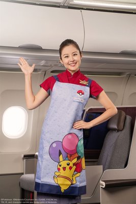 皮卡丘 彩繪機 CI 空服圍裙 Pikachu Jet 中華航空 限量 華航 pokemon