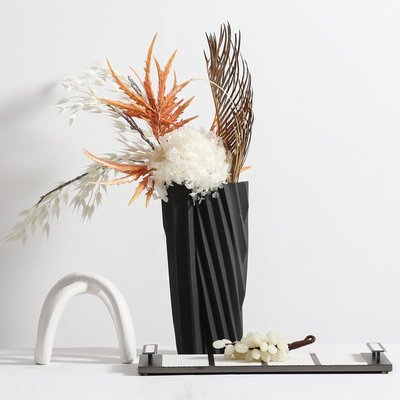 熱銷 現代簡約黑色陶瓷花瓶花器擺件客廳桌面花藝插花軟裝飾品