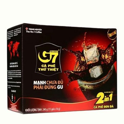 越南進口中原G7二合一速溶香醇咖啡包(16gx15小包，240/g)。（現貨商品）