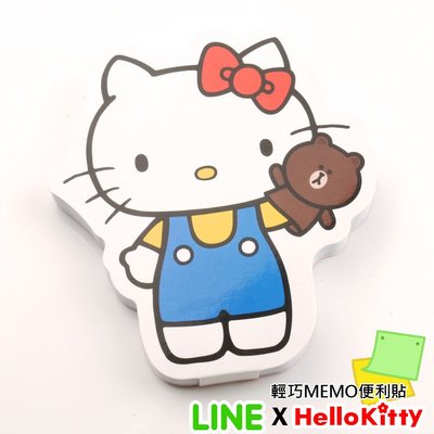 LINE X HELLO KITTY凱蒂貓&熊大兔兔聯名款輕便利貼本 便條紙 memo留言貼紙 便籤貼-凱蒂貓款