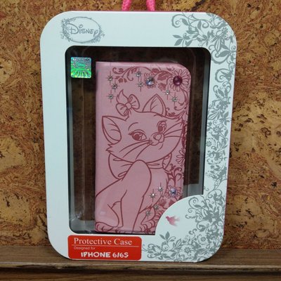 Apple iPhone 6 6S 4.7吋 迪士尼正版 粉色 瑪莉貓 貼鑽 PU 皮套 保護套