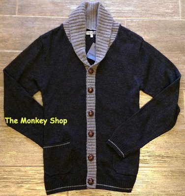 【 The Monkey Shop】．國外帶回．全新正品 日本外套 羊毛小外套 深灰色拼接淺灰色外翻領造型