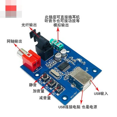 PCM2704USB音效卡HIFI音效卡解碼器DAC解碼器 USB輸入同軸光纖 W313-191210[362398]