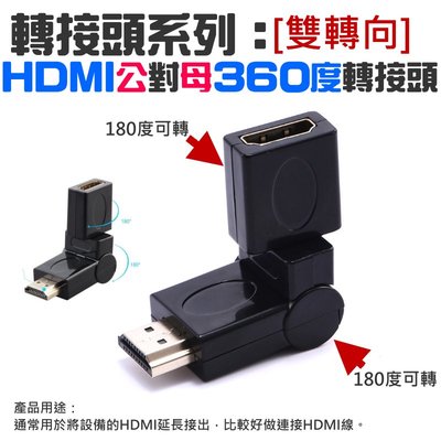【台灣現貨】轉接頭系列：HDMI 公對母 360度轉接頭[雙轉向]（公對母360度轉接頭）＃360度轉接HDMI公對母