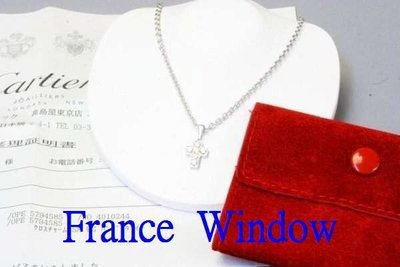 法國櫥窗  卡地亞 Cartier 18k白金十字鑲鑽項鏈