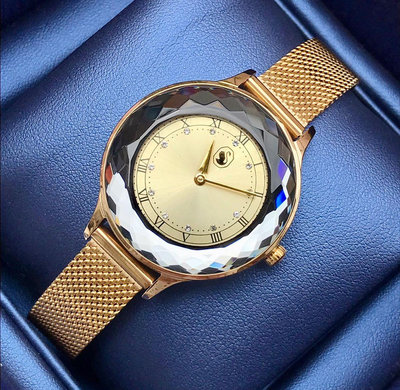 SWAROVSKI Octea Nova 金色錶盤 羅馬數字 金色不鏽鋼米蘭編織錶帶 石英 女士手錶 5649993