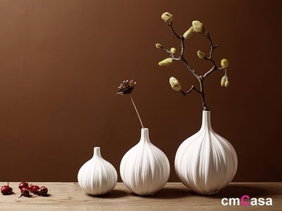 = cmCasa = [5280]後現代東方美學優雅設計 lilja白色陶瓷擺飾花瓶(小) 多尺寸意境新發行
