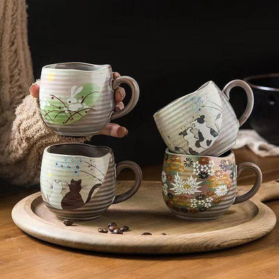 日本九谷燒手作金花詰馬克杯咖啡杯茶杯復古陶瓷杯子