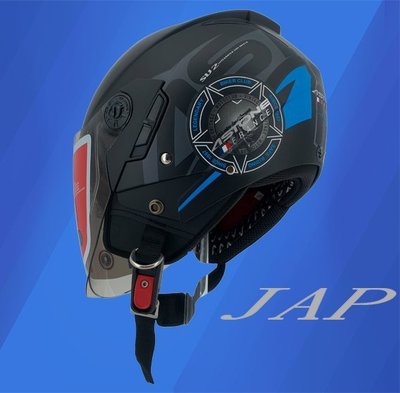 《JAP》ASTONE RST AQ5 平黑藍 3/4罩 安全帽 通風佳 輕量化 全可拆 雙鏡片(法國品牌)