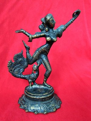 泰國工藝品銅雕藝術品銅器擺飾品雞與舞蹈女神【心生活美學】