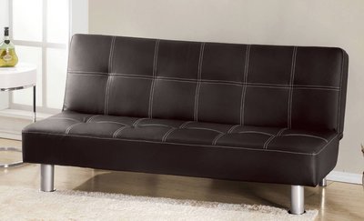 【萊夫家居】HT-11-3：黑色皮沙發床【台中家具】皮沙發 單人床墊 雙人沙發 椅背可打平 北歐風沙發 柳安木實木