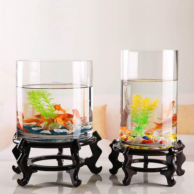 玻璃魚缸客廳小型圓柱體簡約金魚缸造景直筒家用簡易養魚觀賞魚