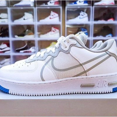 【正品】耐克Nike Air Force 1 React 白藍 休閒 板球 CT1020-100慢跑鞋