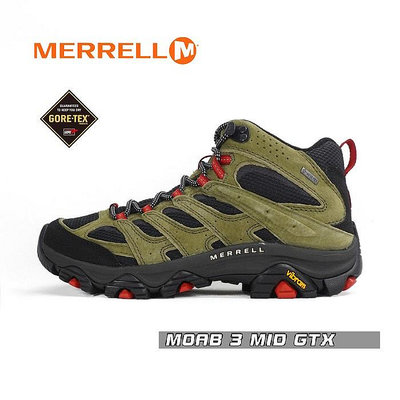宏亮 Merrell Moab 3 Mid Gore-Tex 防水 中筒 黃金大底 登山鞋 酪梨綠 男 J037035
