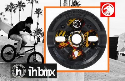 [I.H BMX] Shadow Sabotage 塑料防護罩齒盤 25T 黑金潑墨色 極限單車街道車單速車地板車Fixed Gear特技腳踏車場地車表演車