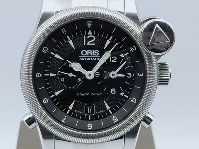 【發條盒子H1844】ORIS 豪利時 飛行錶 三地時區 不鏽鋼鐵帶 自動上鍊  型男首選 限量