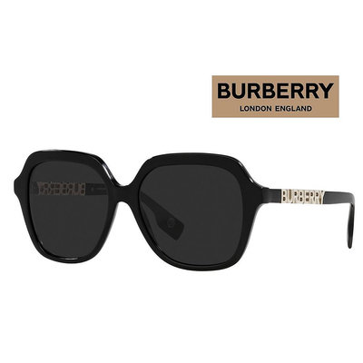 【原廠公司貨】BURBERRY 亞洲版 時尚太陽眼鏡 立體品牌logo設計 BE4389F 300187 黑框深灰鏡片