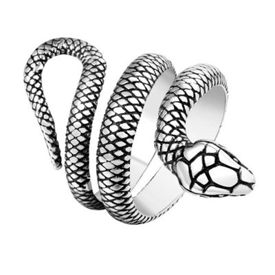 《 QBOX 》FASHION 飾品【RHF654】精緻個性歐美復古環繞蛇鑄造鈦鋼戒指/戒環