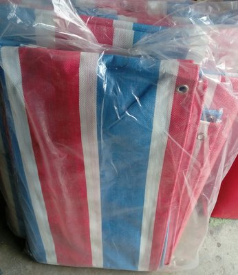 超厚型紅藍白帆布 14呎x14呎  防水帆布 遮雨帆布 塑膠布_粗俗俗五金大賣場
