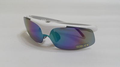 APEX976運動眼鏡 太陽眼鏡 單買白色鏡框+七彩電鍍PC片+布套(框4色可選.鏡片5色可選)付贈原廠拭鏡布套