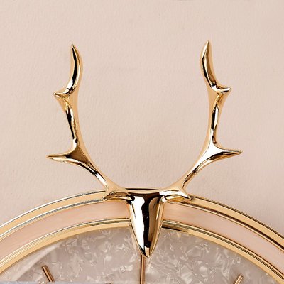 北歐麋鹿頭掛鐘輕奢時鐘靜音創意鐘表裝飾客廳代簡約家用石英鐘