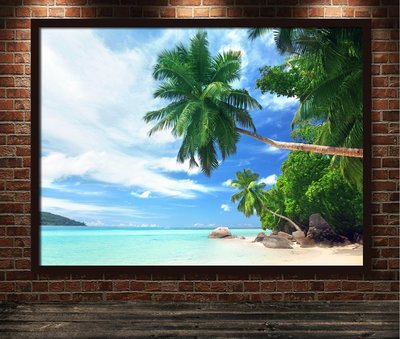 風景裝飾畫陽光沙灘馬爾代夫毛里求斯大堡礁海報旅行海盜掛畫貼畫