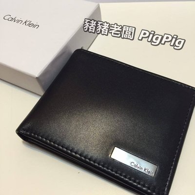 【豬豬老闆】Calvin Klein CK 三折 皮夾 真皮短夾【現貨正品】經典 黑色 時尚
