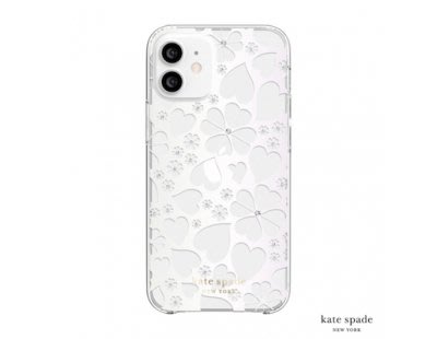 白色鑲鑽透明殼 愛心幸運草 Kate Spade Clover Hearts iPhone 12 mini 5.4吋