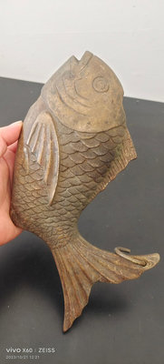 自在鉤  銅制品老物件日本回流魚擺件魚自在鉤  包漿厚實