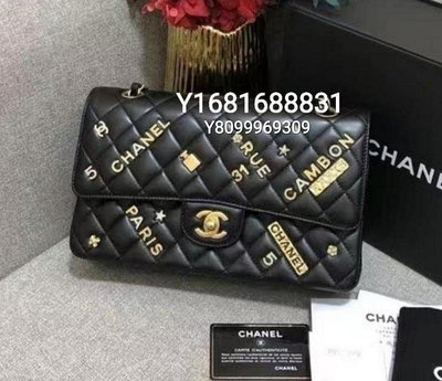 專櫃正品 香奈兒 CHANEL 100周年限量款 徽章包 黑色 羊皮 金鍊（全新絕版品！優惠出清換現金）